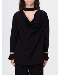 SIMONA CORSELLINI - Draped Satin Blouse With Ring-Detail Neckline - Lyst
