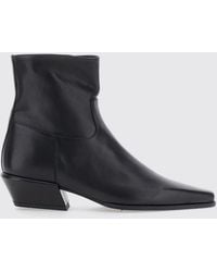 Semicouture - Smooth Leather Western Boots With Low Flared Heel - Lyst