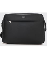 BOSS - Ray Grained Faux Leather Messenger Bag With Adjustable Strap - Lyst