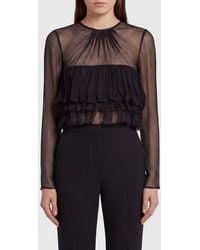 Elisabetta Franchi - Viscose Blouse With Ruffles And Long Sleeves - Lyst