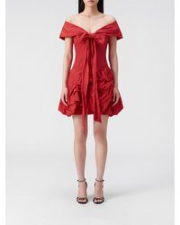 Magda Butrym - Asymmetrical Draped Cotton Mini Dress With Bow - Lyst