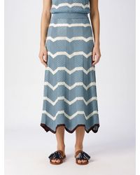 La DoubleJ - Chevron Pattern Cotton-Knit Pencil Midi Skirt - Lyst