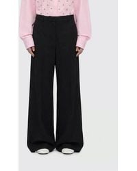 MSGM - Wide-Leg-Hose Aus Baumwollpopeline Mit Mittlerer Taille - Lyst
