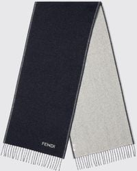 Fendi - Pure Cashmere Scarf With Embroidered Logo And Fringed Edges - Lyst