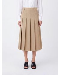 A.P.C. - Pleated Cotton Midi Skirt With Belt Loops - Lyst