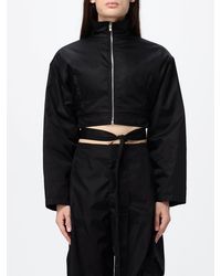 Alaïa - Cropped Technical Taffeta Bomber Jacket With High Neck And Waist Belt - Lyst