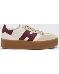 Hogan - Cool Platform Leather And Suede Sneakers With H Logo - Lyst