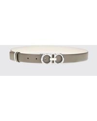 Ferragamo - Reversible Calfskin Leather Belt With Gancini Metal Buckle - Lyst