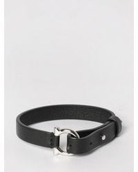 Ferragamo - Gancini Leather And Brass Bracelet - Lyst