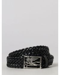Etro - Woven Calf Leather Belt With Pegaso Logo Buckle - Lyst