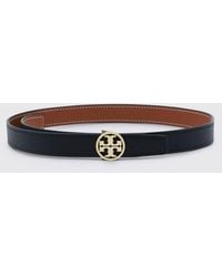 Tory Burch - Miller Leather Belt With Double T Logo - Lyst