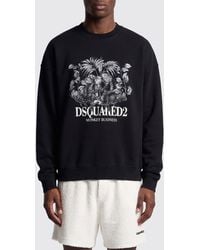 DSquared² - Printed Cotton Crew Neck Sweatshirt - Lyst