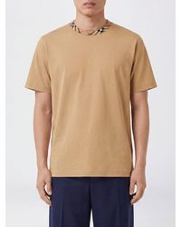 Burberry - Pure Cotton Crew Neck T-Shirt With Short Sleeves And Straight Hem - Lyst