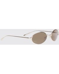 McQueen - Oval Metal Sunglasses With Engraved Logo And Adjustable Nose Pads - Lyst