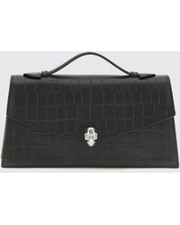 McQueen - Croc-Effect Calfskin Handbag Alexander With Skull Embellishment - Lyst