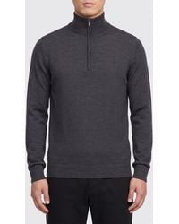 Zanone - Slim Fit Wool Mock-Neck Sweater With Half-Zip And Long Sleeves - Lyst