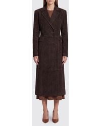 ROTATE BIRGER CHRISTENSEN - Double-Breasted Slim Fit Suede Long Coat - Lyst