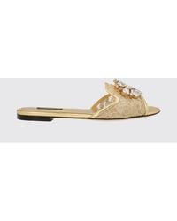 Dolce & Gabbana - Dolce &Amp Gabbana Lace And Laminated Leather Mules With Rhinestones - Lyst