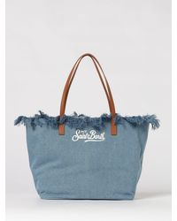 MC2 Saint Barth - Cotton Blend Shoulder Bag With Logo - Lyst