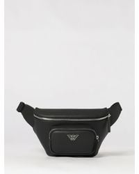 Emporio Armani - Calfskin Leather Belt Bag With Eagle Logo - Lyst