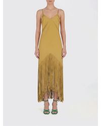 Pinko - Jersey Slip Dress With Fringes - Lyst