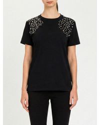 Twinset - Cotton T-Shirt With Rhinestones - Lyst