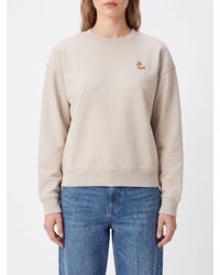 Maison Kitsuné - Maison Kitsun&Eacute Crewneck Cotton Sweatshirt With Contrast Logo Patch - Lyst