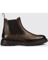 Doucal's - Smooth Calfskin Chelsea Boots With Brogue Detailing - Lyst
