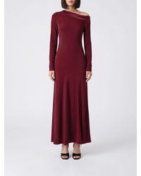 Alberta Ferretti - Asymmetrical Slim Fit Viscose Midi Dress With Slit - Lyst