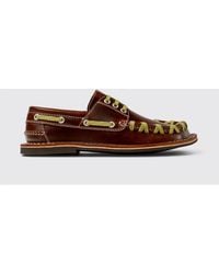CAMPERLAB - Eki Leather Boat Loafer With Contrast Stitching - Lyst