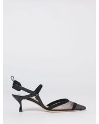 Fendi - Colibrì Lite Mesh Nylon Slingback With Ff Monogram And Leather - Lyst