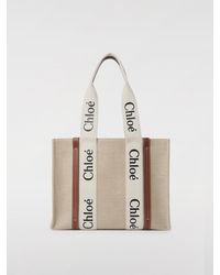 Chloé - Chlo&Eacute Chloè Woody Tote Tasche Aus Canvas Und Leder - Lyst