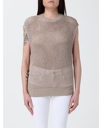Dondup - Cotton Linen And Viscose Mesh Knit Top - Lyst