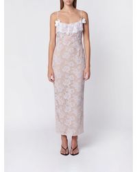Alessandra Rich - Embroidered Lace Square-Neck Midi Sheath Dress - Lyst