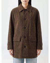 DUNST - Knee-Length Single-Breasted Suede Jacket With Patch Pockets - Lyst