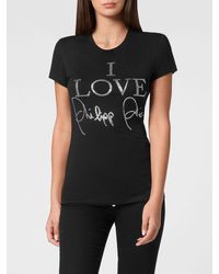 Philipp Plein - Jersey T-Shirt With Slogan Print And Rhinestone Embellishments - Lyst