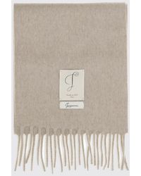 Jacquemus - Colour-Block Wool-Blend Scarf With Fringes And Applied Logo - Lyst