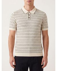 Roberto Collina - Striped Cotton Knit Polo Shirt - Lyst