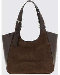 Furla - Suede And Smooth Leather Shoulder Bag With Double Handle - Lyst