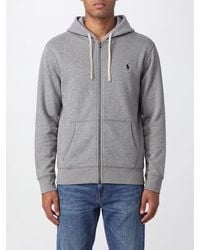 Polo Ralph Lauren - Cotton Blend Zip-Up Hoodie With Embroidered Pony Logo - Lyst