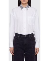 Fabiana Filippi - Cotton Poplin Shirt With Embroidered Classic Collar - Lyst