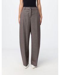 Pinko - High-Waisted Houndstooth Wool Blend Wide-Leg Trousers - Lyst