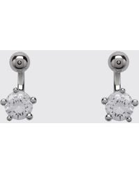 Panconesi - Nova-Tone Brass Earrings With Zircons And Engraved Logo - Lyst
