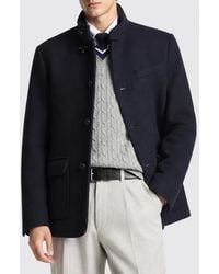 Fay - Single-Breasted Short Wool Coat With High Neck And Iconic Toggle Fastening - Lyst