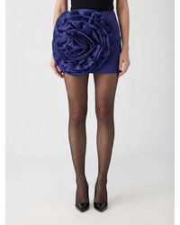 ROTATE BIRGER CHRISTENSEN - Crêpe Mini Skirt With Maxi Flower - Lyst