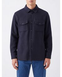 Aspesi - Pure Wool Overshirt With Patch Pockets And Classic Collar - Lyst