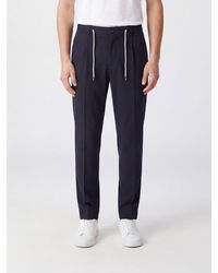 Eleventy - Slim Fit Pleated Cotton Chino Trousers With Drawstring Waist - Lyst