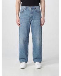 AMISH - Huge Straight Fit Distressed Effect Cotton Denim Jeans - Lyst