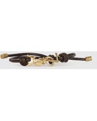 Saint Laurent - Cassandre Leather And Brass Bracelet - Lyst