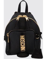 Moschino - Nylon Backpack With Metal Logo And Decorative Charm - Lyst